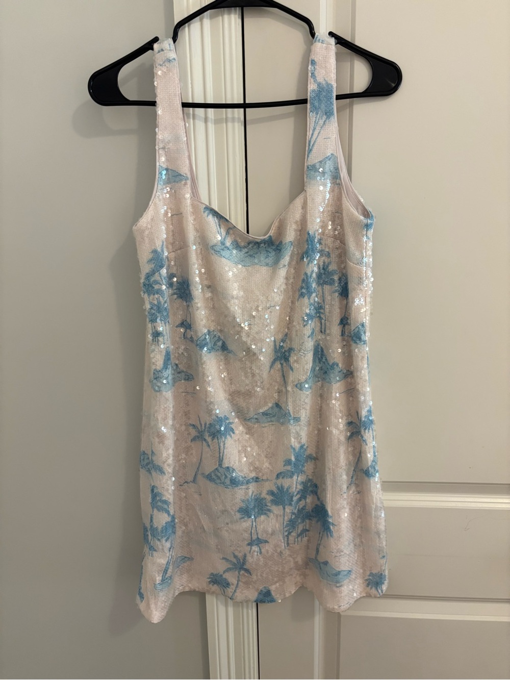Gianni Bini Sequin Mini Dress in Cream and Light Blue